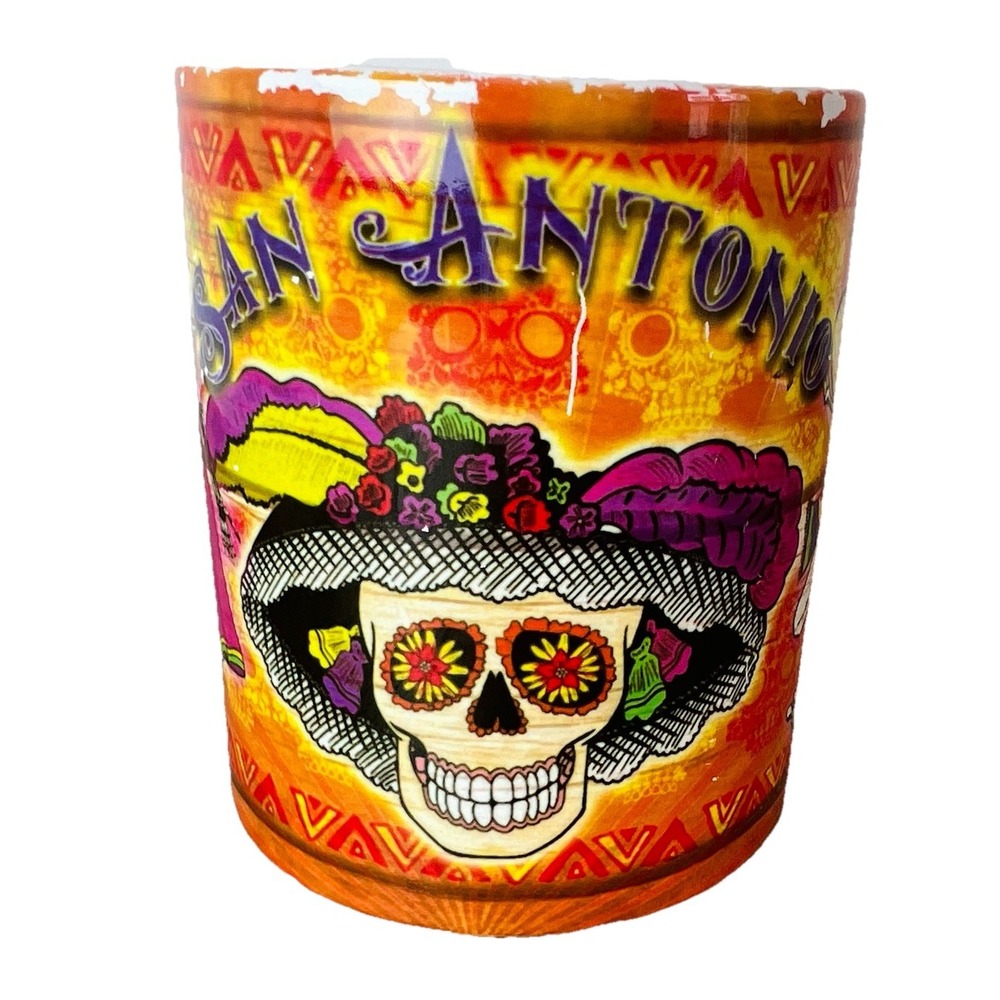 San Antonio Coffee Mug -Sugar Skull Skeletons Dia de los Muertos/Day of the Dead